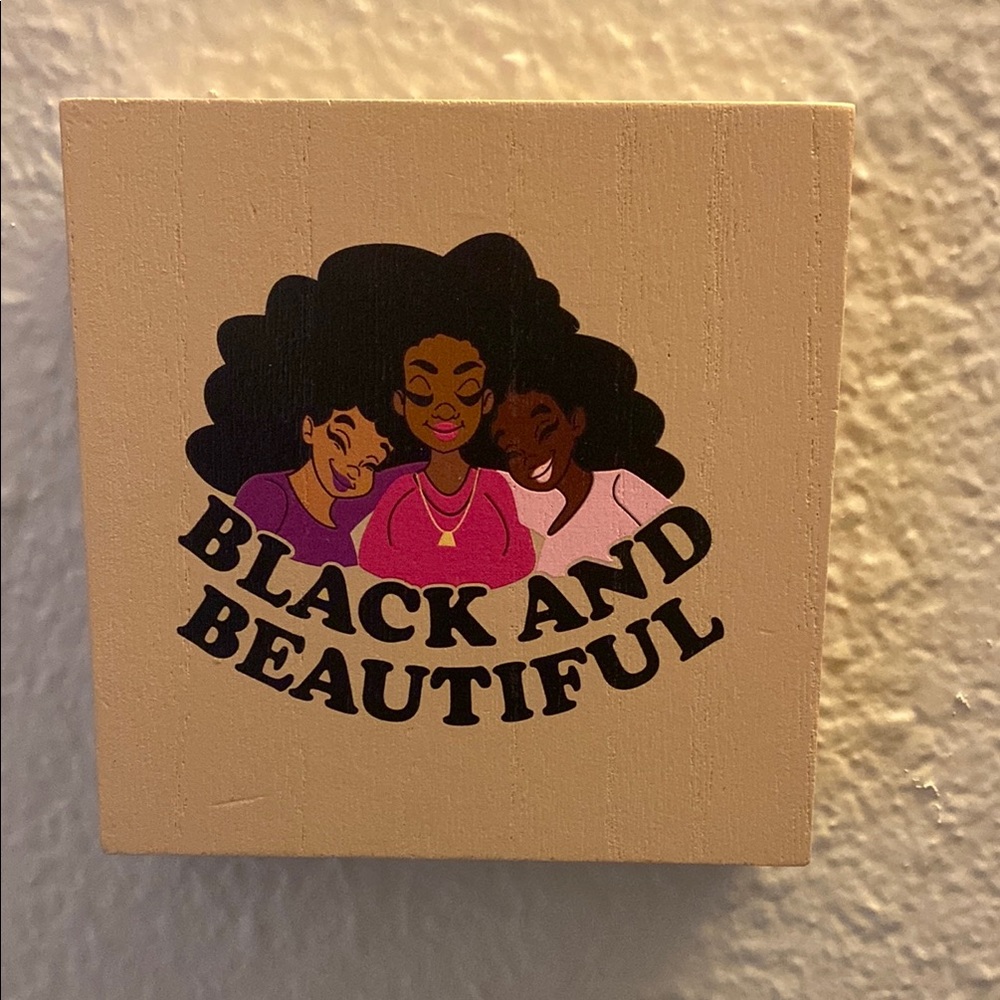 Black and Beautiful Wall Plaque - Pink & Black Illustration
